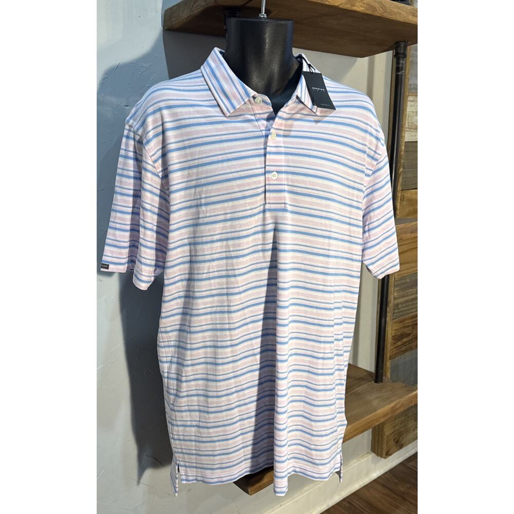 Dunning Men's Golf Shirt‎ Large Pink And Blue NWT